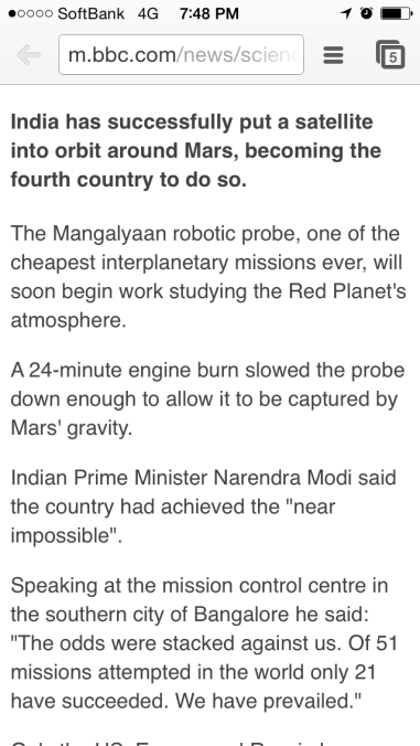 Indian Prime Minister feels a 40% success rate = "near impossible."